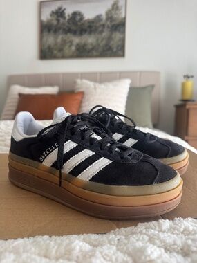 Adidas Gazelle Platform – Black Suede, Size 6